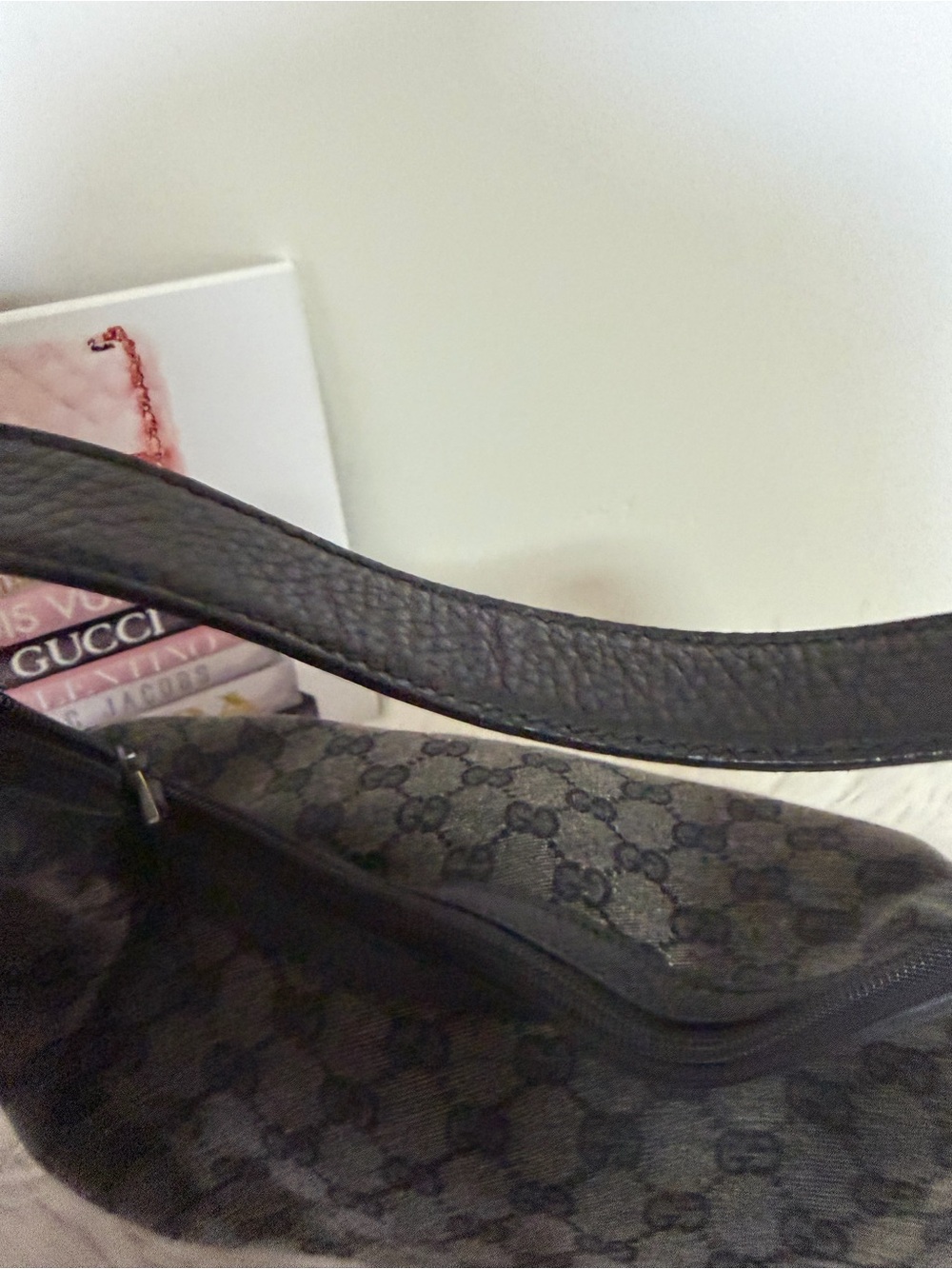 Gucci Black GG Monogram Canvas leather Hobo Bag. - Picture 6 of 16